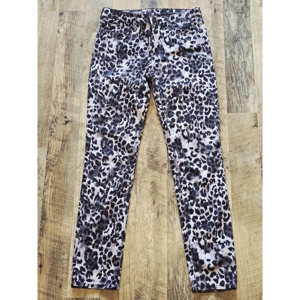 AG Adriano Goldschmied Prima Ankle Cigarette Leopard Stretch Jeans 26R $188 NWOT